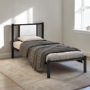Ver imagem 6 de Cama Solteiro Infantil Juvenil Aurora de Ferro Reforçada com Painel Estofado Corino:preto/branco