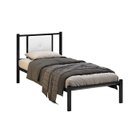 Ver imagem 4 de Cama Solteiro Infantil Juvenil Aurora de Ferro Reforçada com Painel Estofado Corino:preto/branco