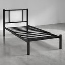 Ver imagem 2 de Cama Solteiro Infantil Juvenil Aurora de Ferro Reforçada com Painel Estofado Corino:preto/branco