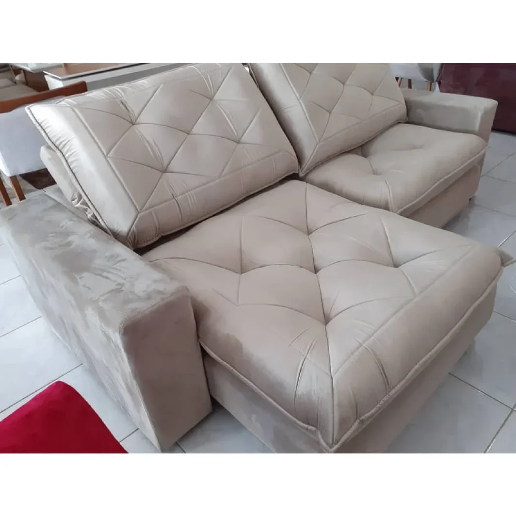 Sofá Isla Plus em Veludo Retrátil e Reclinável 4 Lugares 230cm Gralha Azul Cor Bege - 2