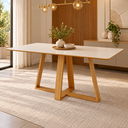 Ver imagem 2 de Kit Conjunto Mesa Sala de Jantar Retangular 180cm 6 Cadeiras Estofadas Encosto Tela MDF Freijó/Bege