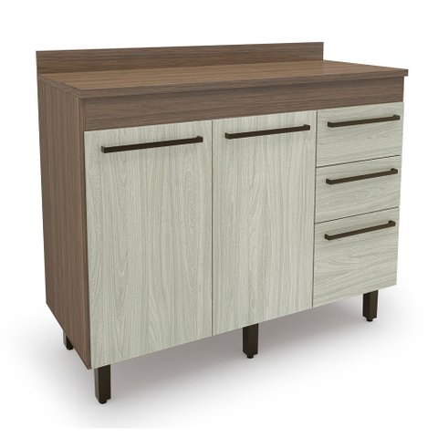 Balcao Evolution Plus 2 Portas 3 Gavetas Tannat/Legno Crema Batrol