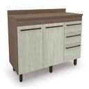 Ver imagem 1 de Balcao Evolution Plus 2 Portas 3 Gavetas Tannat/Legno Crema Batrol