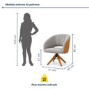 Ver imagem 3 de Poltrona Giratória Linho Premium Base Madeira Maciça Lia