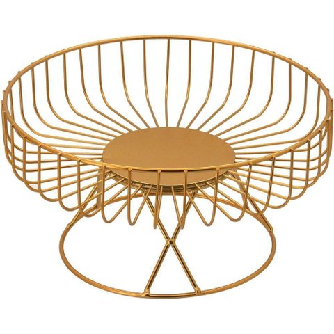 Fruteira 13x25x25cm Metal Dourado com Pé