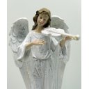 Ver imagem 2 de Anjo Decorativo Musico Violinista Branco Enfeite Resina 38cm