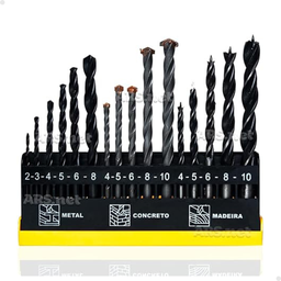 Kit Jogo de Brocas Madeira Concreto Metal 16 Peças - 3