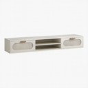 Ver imagem 2 de Rack Suspenso Santorini Tela de Palha 2 Gavetas Nicho Mdf Off White