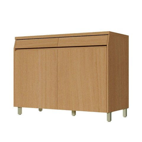 Balcão Simone Mendes 120cm 2 Portas 2 Gavetas Nesher Carvalho/greige