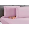 Jogo Lençol Percal 200 Fios Ponto Palito Cama Casal 3pçs Rosa - 1