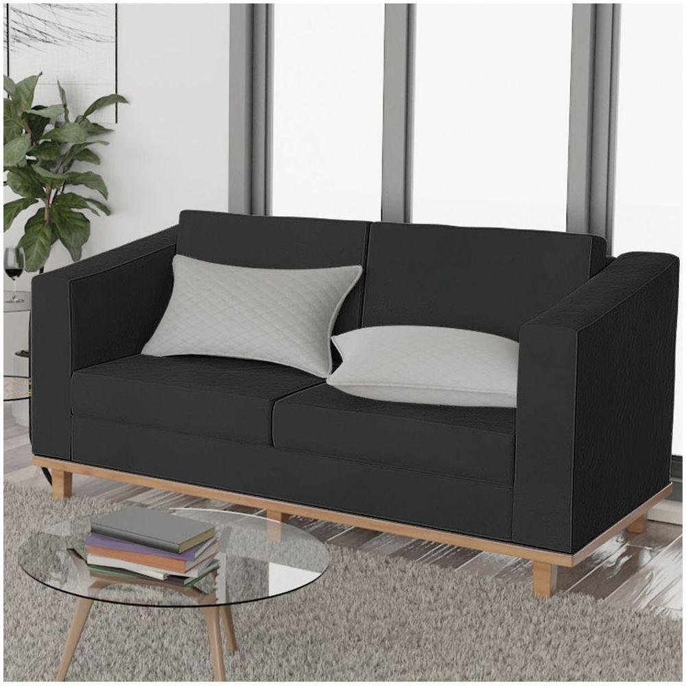 Kit Sofá 2 Lugares 2 Poltronas Europa Suede Preto - 6