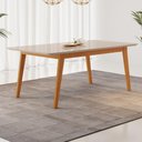 Ver imagem 1 de Mesa de Jantar 6 Lugares com Vidro 180cm Retangular Retrô Multimóveis Crjcm-MES007 Cinamomo/Off