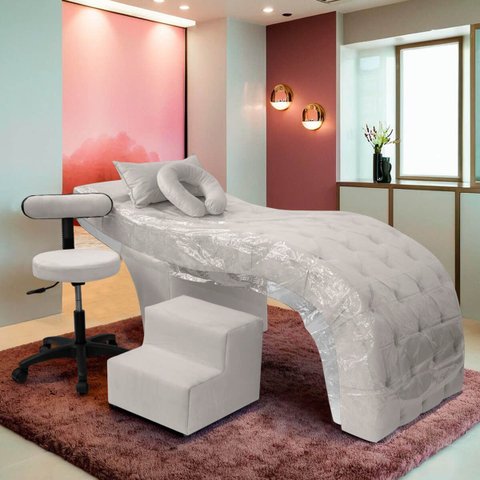 Kit Maca Estética Charme para Cílios + Mocho + Escada + Capa Veludo Cor:veludo Bege Marfim