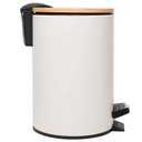 Ver imagem 4 de Kit 2 Lixeiras 5l Metal Redonda com Pedal Branca Tampa Bambu Balde Interno Banheiro Genebra