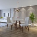 Ver imagem 2 de Mesa Benedicta Natural Off White com 4 Cadeiras Verona Linho Bege 160x90