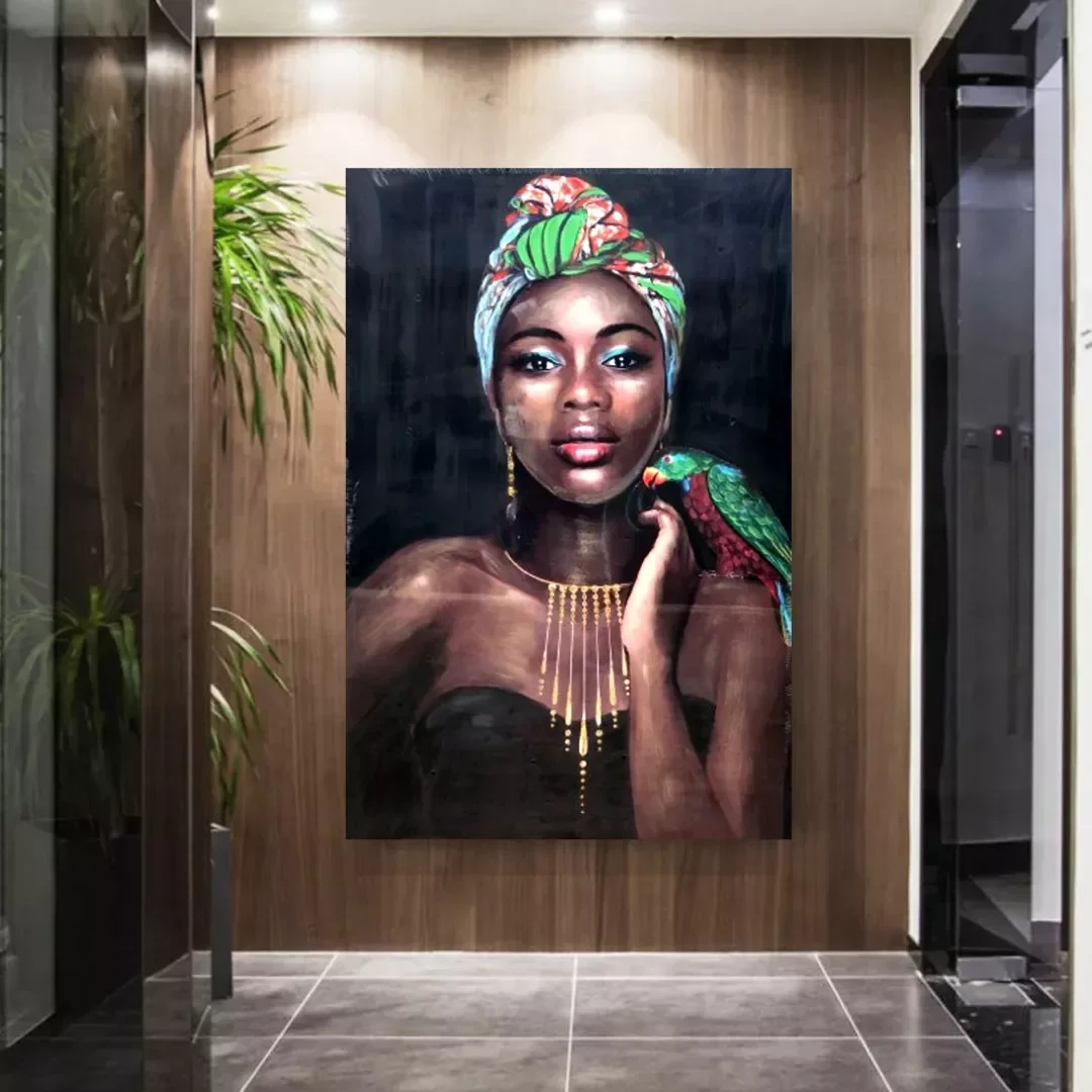 Ver imagem 7 de Quadro Decorativo Africana Com Arara À Óleo 120 X 80