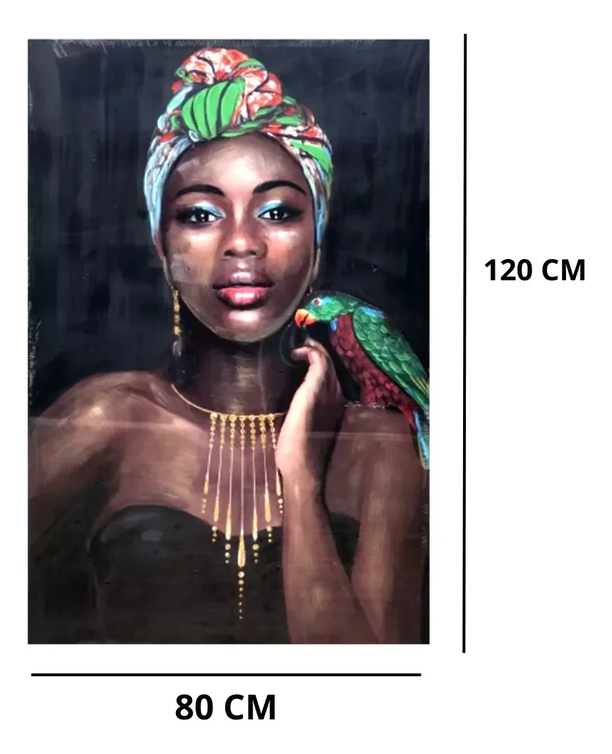 Ver mais imagens de Quadro Decorativo Africana Com Arara À Óleo 120 X 80