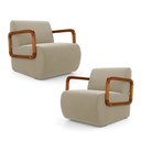 Ver imagem 1 de Kit 02 Poltronas Decorativas Orgânica Living Kavya Veludo Bege - Desk Design