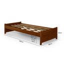 Ver imagem 4 de Cama de Solteiro com Colchão Madeira Maciça Gabrieli Mona Estrutura Reforçada Vintage Retrô Castanho