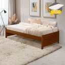 Ver imagem 1 de Cama de Solteiro com Colchão Madeira Maciça Gabrieli Mona Estrutura Reforçada Vintage Retrô Castanho