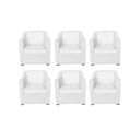 Ver imagem 1 de Kit 6 Poltronas Bia Decorativa Reforçada Recepção Clinica Salão Sala de Estar Courino:branco