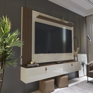 Rack com Painel Ripado Suspenso para Tv até 70 Polegadas 2 Portas Grécia 180cm