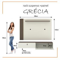 Rack com Painel Ripado Suspenso para Tv até 70 Polegadas 2 Portas Grécia 180cm - 10