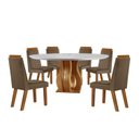 Ver imagem 2 de Sala de Jantar 6 Cad Estofadas Riviera e Mesa Redonda com Tampo de Vidro Nuance Yescasa