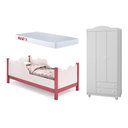 Ver imagem 1 de Cama com Colchão Nuvem Branca e Guarda Roupa Lara para Quarto Infantil Completo Moderno Premium