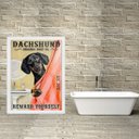 Ver imagem 1 de Quadro para Banheiro Dachshund - Cortina 24x18cm:moldura Branca