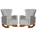 Ver imagem 1 de Kit 2 Poltronas Estofada Balanço Melinda Linho Bege