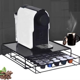 Suporte Porta Capsula Gaveta Base Maquina Cafe Cafeteira Universal 40 Capsulas Nespresso Bandeja Met - 3