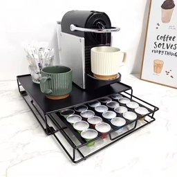 Suporte Porta Capsula Gaveta Base Maquina Cafe Cafeteira Universal 40 Capsulas Nespresso Bandeja Met - 6