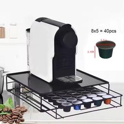 Suporte Porta Capsula Gaveta Base Maquina Cafe Cafeteira Universal 40 Capsulas Nespresso Bandeja Met - 7