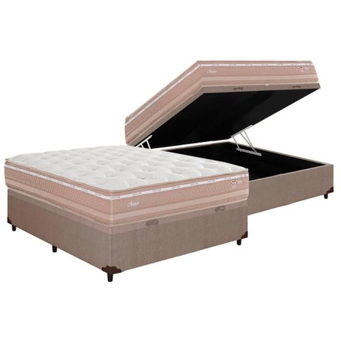 Cama Box Baú Casal: Colchão Molas Herval Maxspring Nesser + Base Crc Courano Clean(138x188)