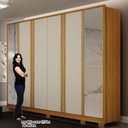 Ver imagem 2 de Guarda Roupa Casal Ares 6 Portas com Espelho Cinamomo Off-white com Cômoda Diamante 4 Gavetas 1 Port