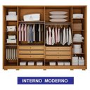 Ver imagem 4 de Guarda Roupa Casal Ares 6 Portas com Espelho Cinamomo Off-white com Cômoda Diamante 4 Gavetas 1 Port