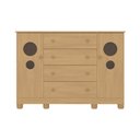 Ver imagem 3 de Cômoda Infantil 125cm 2 Portas com Vidro e 4 Gavetas Bombom Multimóveis Mp4465 Madeirado