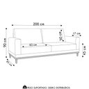Ver imagem 4 de Sofá 3 Lugares 200cm Living Sala de Estar Kayrós D05 Sintético Whisky - Mpozenato