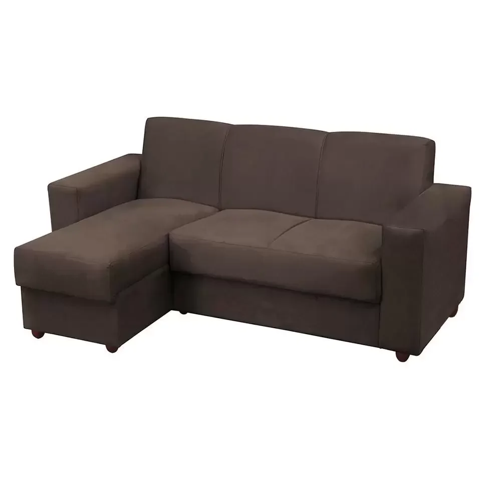 Sofá 3 Lugares com Chaise Bia Suede Capuccino