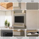 Ver imagem 4 de Painel Ripado Modular 219cm Ozero Prateleira MDP/MDF Nicho Arredondado Gris/Tauari Fosco G77 - Gran