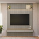 Ver imagem 5 de Painel Ripado Modular 219cm Ozero Prateleira MDP/MDF Nicho Arredondado Gris/Tauari Fosco G77 - Gran