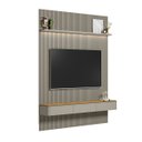 Ver imagem 7 de Painel Ripado Modular 219cm Ozero Prateleira MDP/MDF Nicho Arredondado Gris/Tauari Fosco G77 - Gran