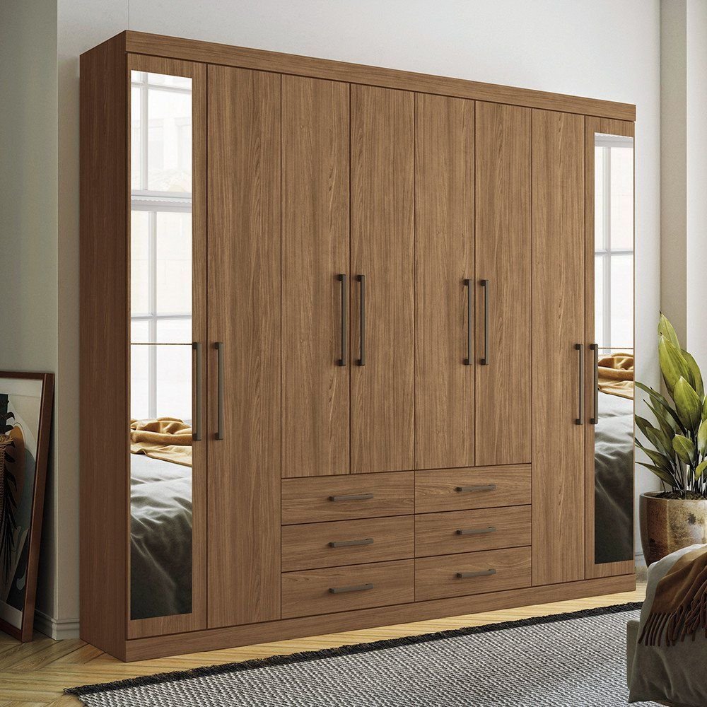 Guarda Roupa 8 Portas e 6 Gavetas com Espelho Havana Master Santos