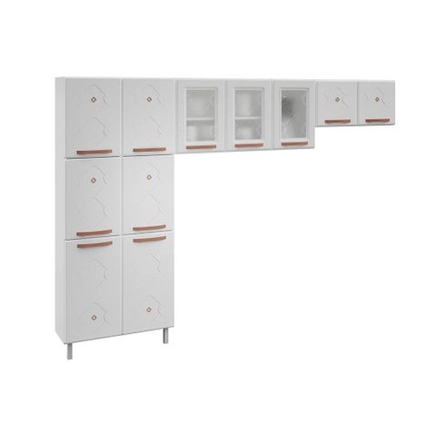 Cozinha Modulada Completa Mirage New 3 Peças (2 Armários + 1 Paneleiro) CPT114 Branco - Telasul