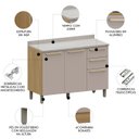 Ver imagem 4 de Balcão de Cozinha com Tampo 120cm Mirella Freijó/cinammon L01 - Mpozenato
