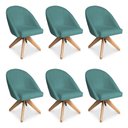 Ver imagem 1 de Kit 6 Poltronas Cadeira Giratória Bela Suede Base Madeira Turquesa Pallazio