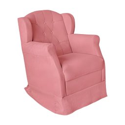 Poltrona Amamentação Cadeira Reforçada Balanço Puff Suede:rosê - 7