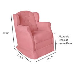 Poltrona Amamentação Cadeira Reforçada Balanço Puff Suede:rosê - 3