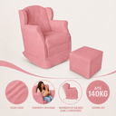 Ver imagem 2 de Poltrona Amamentação Cadeira Reforçada Balanço Puff Suede:Rosê